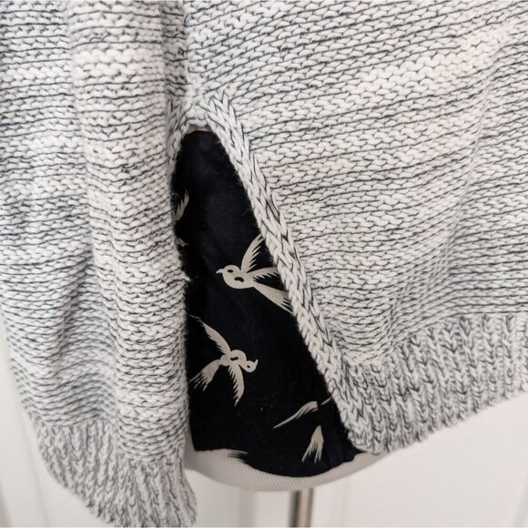 Field & Flower Marled Cardigan Womens Size Small Bird Print Button Front Sweater - Picture 6 of 10